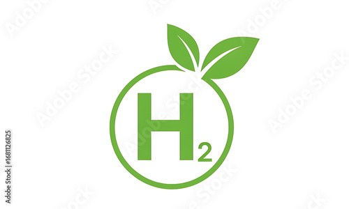 Green Energy Emblem, A striking graphic embodies the potential of green hydrogen, integrating nature's essence with the symbol of the future. A visual testament to sustainable innovation.