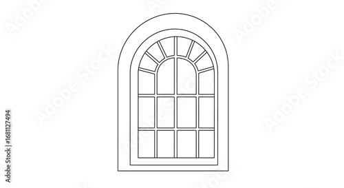Elegant gothic arch window outline drawing architectural design element for historic buildings