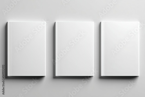 Three Identical White Book Covers Mockup in a Row 