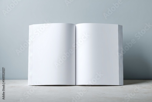 Open Book with Blank Pages Mockup Standing on a Table 