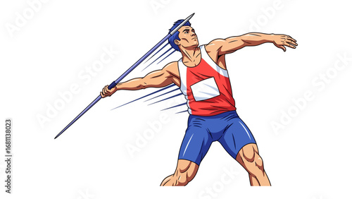 Javelin Thrower in Action: Capturing the dynamic moment of a javelin throw, this image showcases an athlete in mid-motion, emphasizing strength and the art of precision.