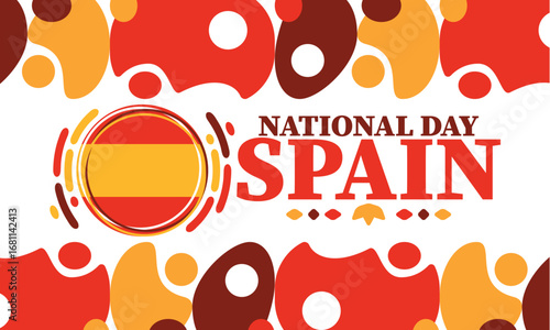 Spain National Day. Spanish flag. National happy holiday, celebrated annual in October 12. Hispanic heritage. Poster, card, banner and background. Vector illustration