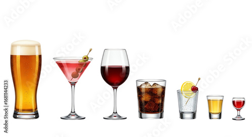 Drinks isolated on transparent background