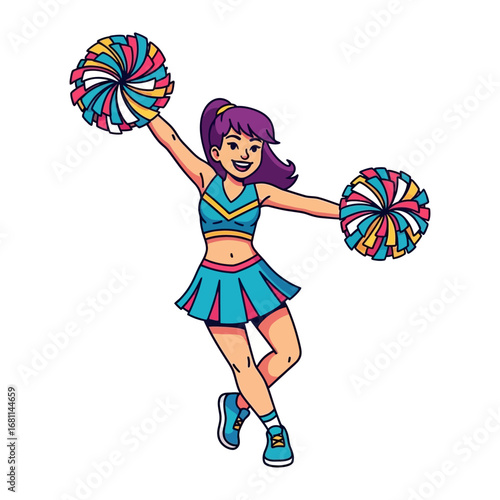 Dynamic Cheerleader: A vibrant illustration of a spirited cheerleader in action, exuding energy and enthusiasm.