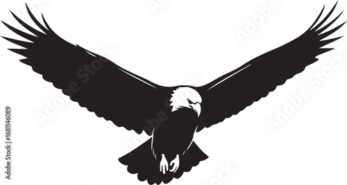 Black Eagle Flying Silhouette Vector on White Background Freedom Design