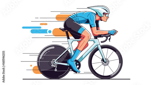 Velocity in Motion: Capturing a cyclist in dynamic illustration, a vibrant display of speed and athleticism, perfect for illustrating the energy of sports and competition.