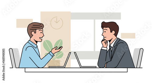 Professional men engaging in an insightful business meeting, sharing ideas and collaborating to achieve common goals in a contemporary office environment