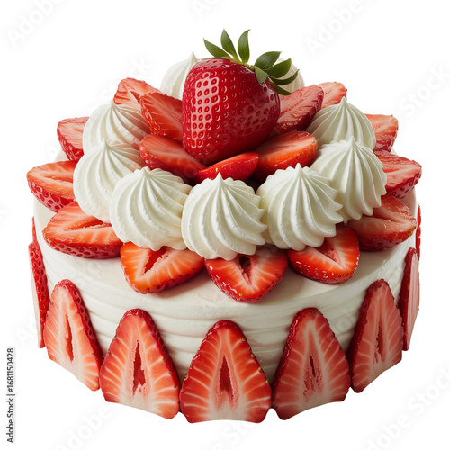 Decadent strawberry shortcake festive dessert topped with fresh berries and whipped cream