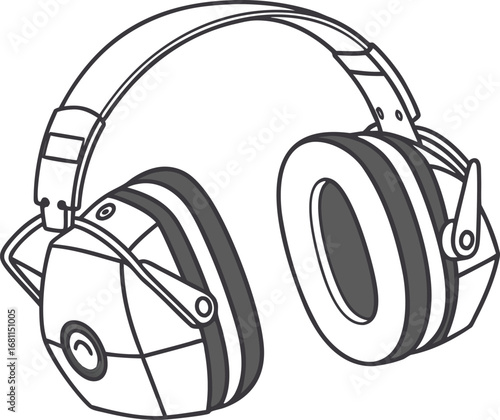 vector protective ear muffs  flat clean design  wh.eps