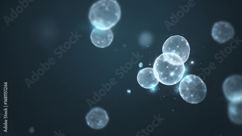 Wallpaper Mural Ethereal Geometric Spheres Floating in Dark Luminescent Cosmic Nebula. Torontodigital.ca