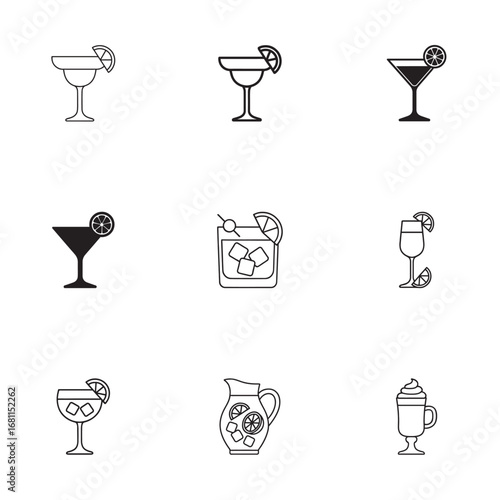 Vector Line Icons for Bar and Restaurant Menu