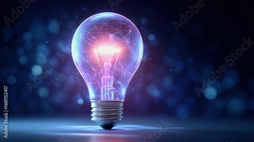 Innovation Success Concept. A glowing light bulb with a vibrant design, surrounded by a soft bokeh background, representing innovation and creativity.