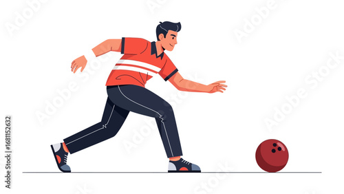 Striking the Perfect Score: A dynamic illustration captures a male bowler in mid-motion, epitomizing skill and the competitive spirit of the sport.