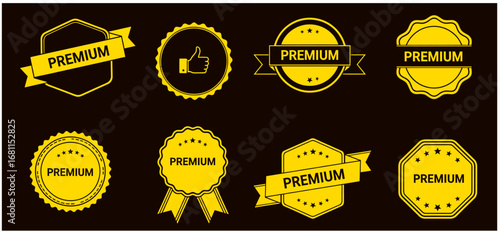 Premium Quality Labels and Badges Yellow and Black Design Elements
