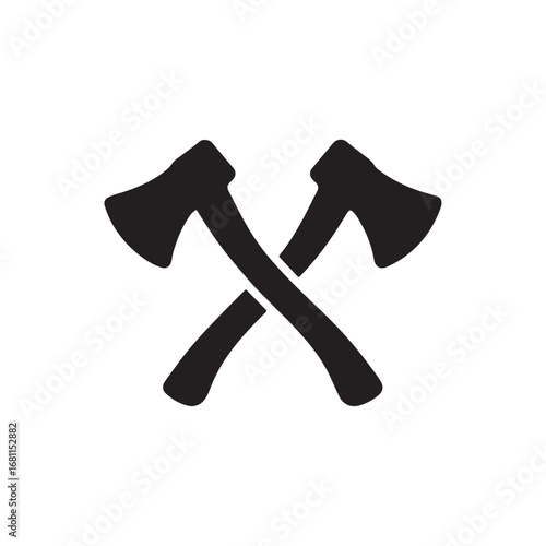 Crossed Axes Icon - Woodcutting and Forestry Symbol
