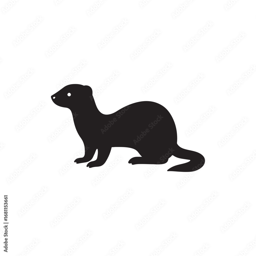 Obraz premium Ferret Silhouette Icon Black Vector of a Stoat or Weasel
