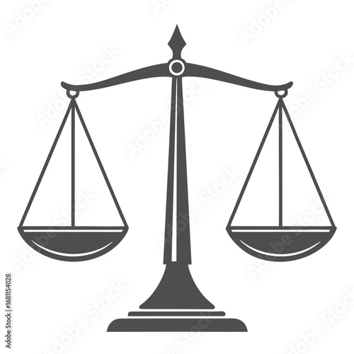 Vintage justice scales icon on white background balance