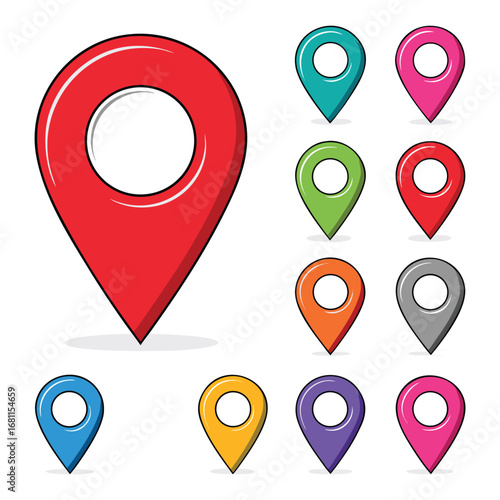 Collection of colorful map location pins map pin location marker