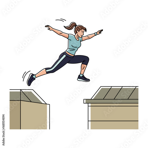 Obstacle Course Jumper: A determined athlete leaps with finesse over an illustrated obstacle, showcasing the synergy of grace and physical mastery. Capturing determination. 