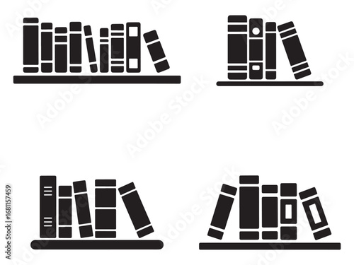 Simple black and white book shelf illustration