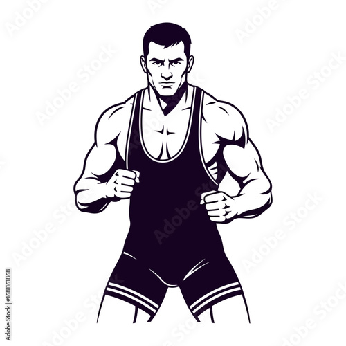 Wrestler Silhouette: A bold and powerful wrestler silhouette, showcasing strength and determination, ready to face competition