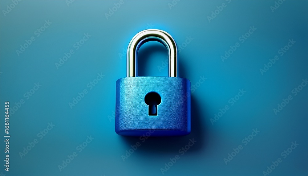 Fototapeta premium a close up of a blue padlock on a simple background symbolizing security and protection