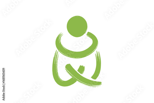 Abstract human figure self hug brushstroke vector illustration