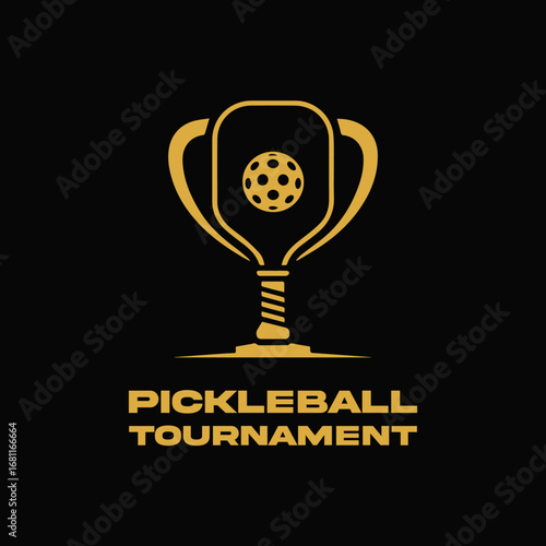 Pickleball Torunament Vector Logo, black and golden