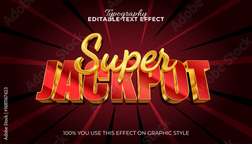 Super Jackpot - Golden & Red 3D Text Effect for Graphic Design