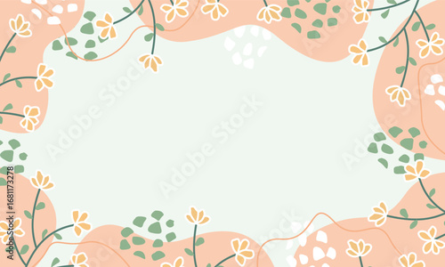 Organic shapes florals trendy border background with copy spaces vector