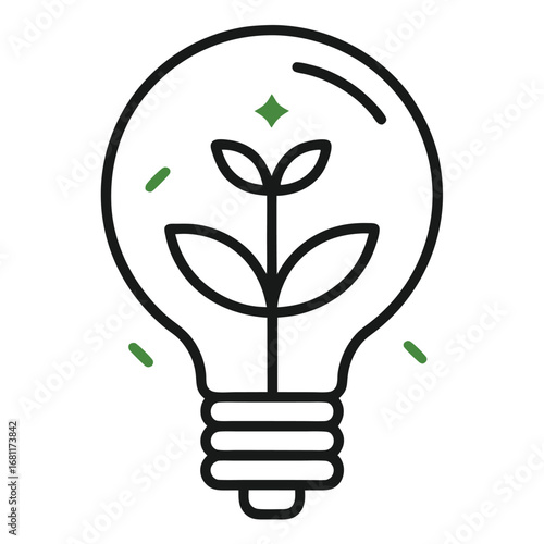 Minimal outline light bulb icon with internal detail