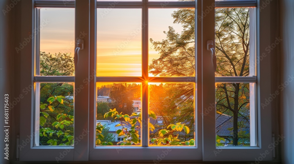 Fototapeta premium Captivating scenic view from an open window showcasing nature s beauty and tranquility