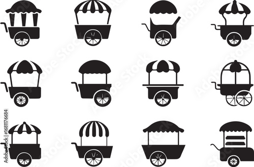 food cart silhouette set