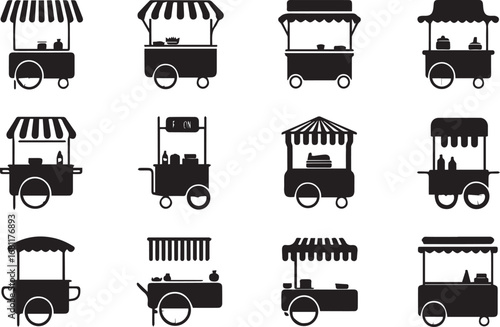 food cart silhouette set