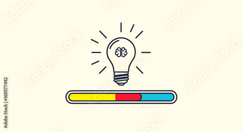Idea Loading with Light Bulb and Progress Bar – Creative Concept Vector Illustration