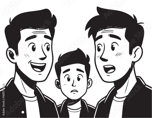 Awkward family moment with teenage son feeling embarrassed by his enthusiastic parents, a relatable scene for blogs and family content creators alike
