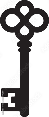 Antique key silhouettes Medieval and modern keys silhouette vector illustration