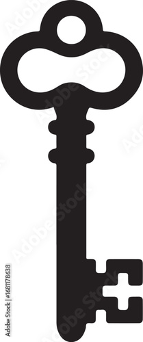 Antique key silhouettes Medieval and modern keys silhouette vector illustration