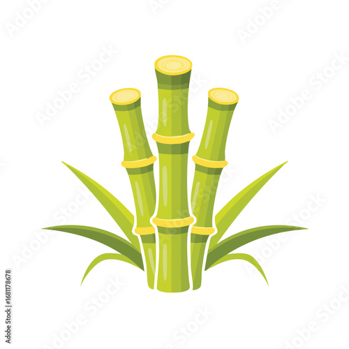 Sugarcane stalks with green leaves. A vector illustration of a sweet, tropical plant. An icon for sugar production, agriculture, and natural food. Generative AI