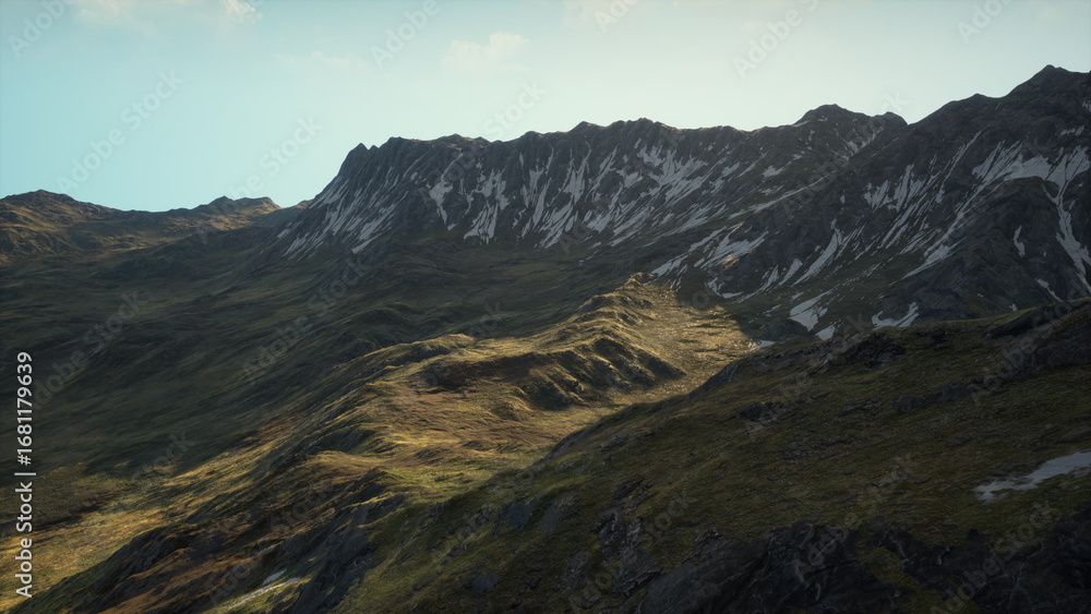 Fototapeta premium A Majestic View of Mountain Ranges from the Summit of a Hill