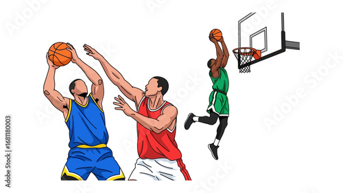 High-Flying Hoop Action: Capturing the essence of athleticism and teamwork.