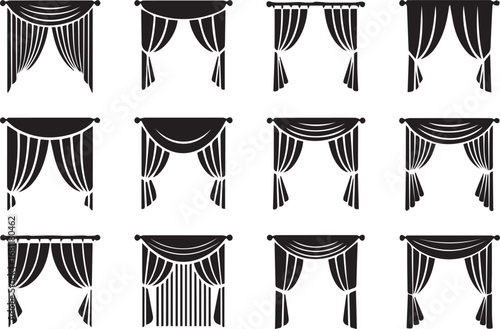 Lambrequin drapery silhouette set
