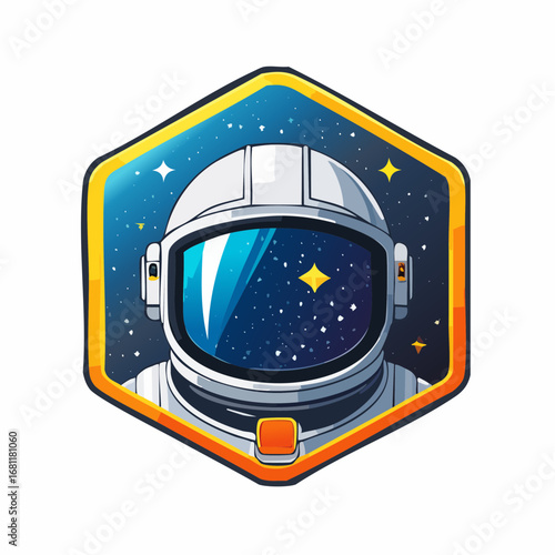 Astronaut Spaceman Galaxy Badge Illustration