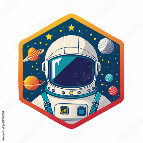 Astronaut Space Patch Icon Design