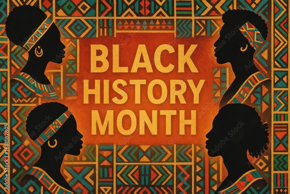 Obraz premium African American Cultural Heritage Month Celebration With Traditional Kente Patterns