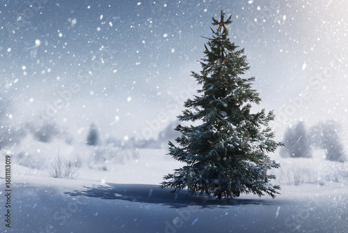 Wallpaper Mural Christmas tree in the snow Torontodigital.ca