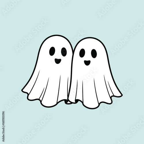 Two cute ghosts for halloween celebration