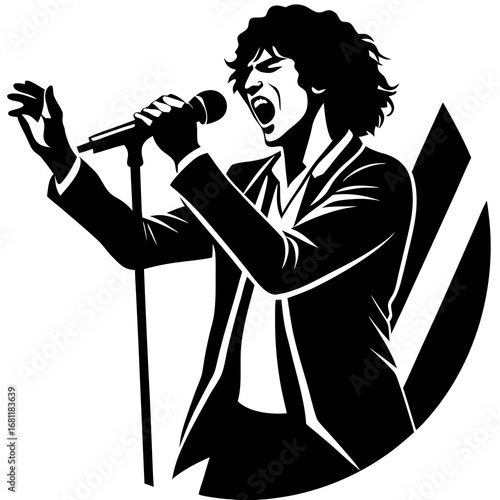 Rock Singer Performing on Stage Vector