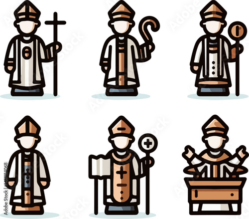 sketch vector illustration silhouette image design caricature icon logo symbol character of a pastor preaching about goodness bringing a message of peace in modern abstract style
