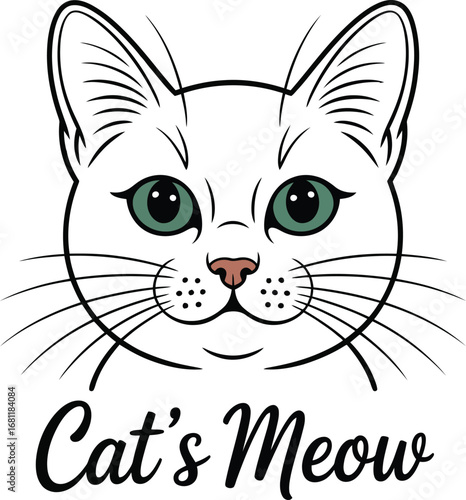 Exotic elegance: a stunning vector illustration of a cat's face with mesmerizing eyes.